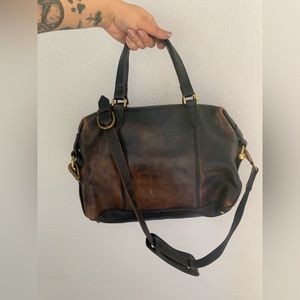 Madewell Glasgow Satchel - black leather with teacore patina (as is)
